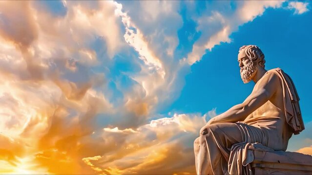 Socrates a key figure in Ancient Greek philosophy depicted in sculpture. Concept Ancient Greek, Philosophy, Socrates, Sculpture