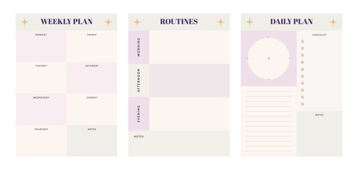 Printable Planner Template Collection with Daily Planner, Weekly Planner, Monthly Planner, Yearly Planner, Habit Tracker