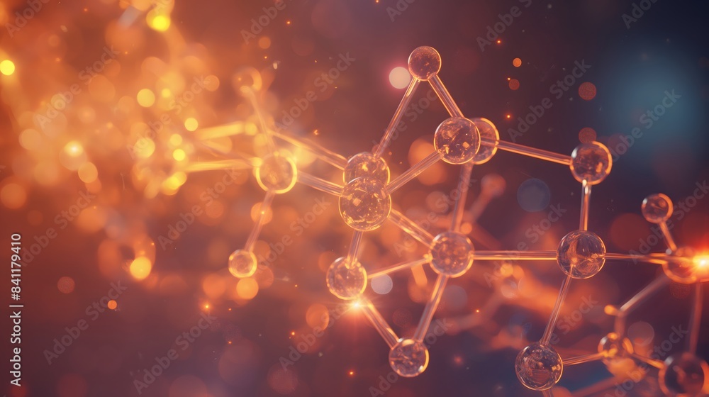 Poster 1. generate an image of a futuristic glowing molecular structure, with interconnected nodes emitting