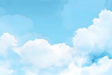Watercolor Sky Background - Minimalist Blue Clouds