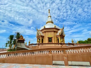 Fototapeta premium Buddha relics Jadi (Stupa pagoda) at Wat Chareon Sommanakit, Khao Toh Sae Hill top, Phuket Thailand