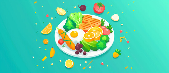 isometric healthy food nutrition concept