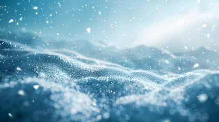 Beautiful ultrawide background image of light snowfall falling over of snowdrifts