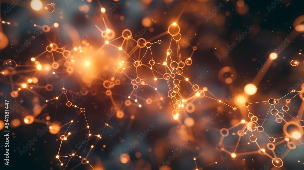 Poster 5. generate a picture of a glowing molecular structure, its intricate interconnections forming a cap