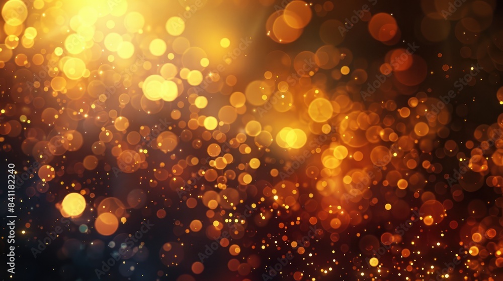 Aufkleber abstract bokeh background with golden and yellow blurry lights and space for text