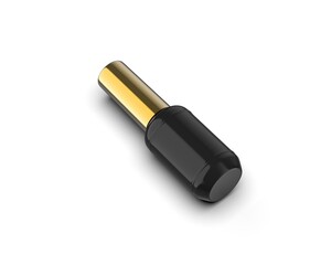 Blank Black nail polish bottle with gold cap ready for your design and branding mockup template isolated on white background, 3d illustration.