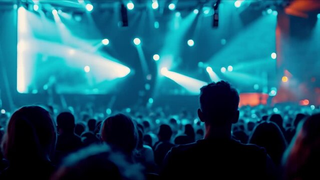 Thrilling scene with a large crowd gathered to watch a movie. Concept Outdoor Cinema, Movie Night, Community Gathering, Cinematic Experience, Exciting Atmosphere