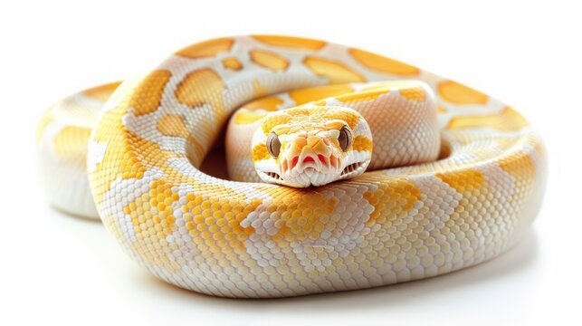 Desert Ghost Ball Python full body clearly photo on white background ,