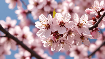 Obraz premium Blossom Glow: Cherry Blossoms, Soft Glow, Natural Splendor, Generative AI