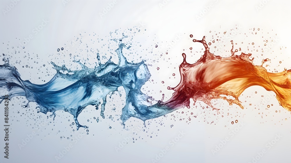 Poster 2. create a visual of dynamic liquid splashes arranged in a sleek cutout design, evoking a sense of 