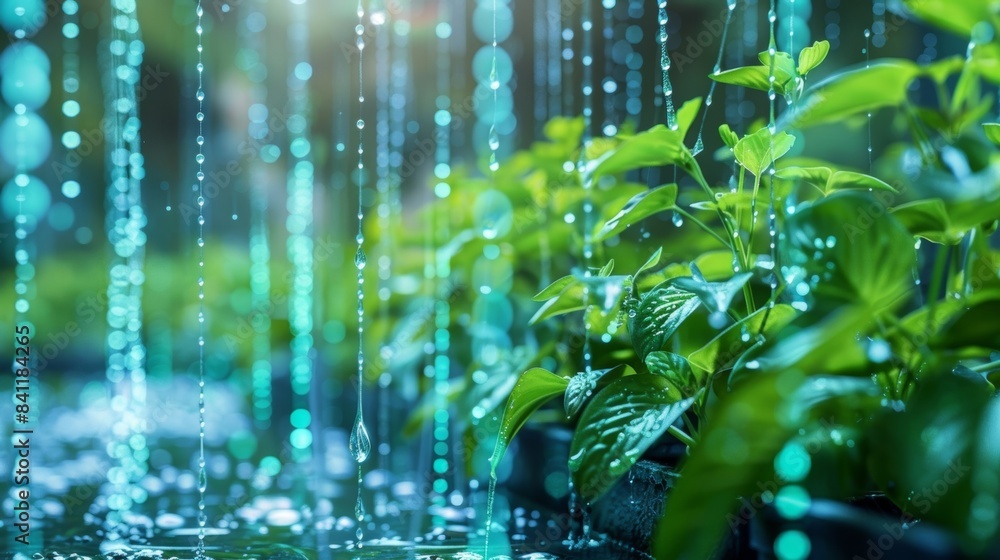 Aufkleber a smart irrigation system using ai to automatically adjust water levels based on plant water needs.