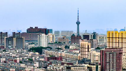 Naklejka premium Architectural landscape of Changchun, China in early summer