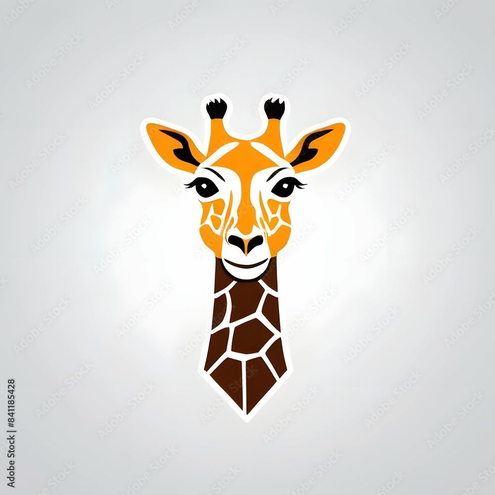 Wall mural illustration of a giraffe in a background