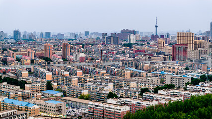 Naklejka premium Architectural landscape of Changchun, China in early summer