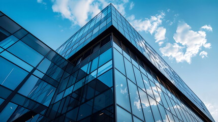 Obraz premium Modern Architecture Corporate Glass Building Sky Reflections