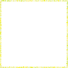 イチョウの黄色い落ち葉で形作った四角いシンプルなフレーム。水彩イラスト。