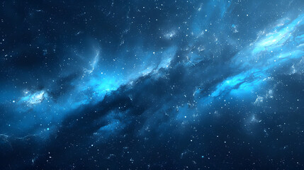 Blue bright galaxy panorama, abstract cosmic space background, artistic 3D galaxy