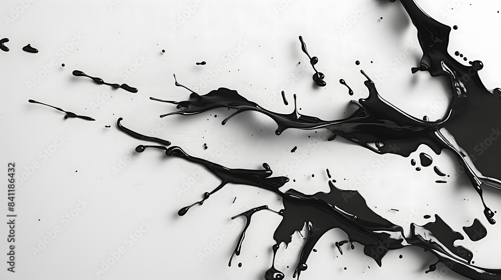 Poster 4. design an image showcasing a striking cutout design adorned with fluid splashes, capturing the es