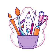 art supplies flatview flat icon on the white background