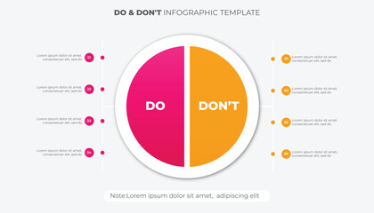 Circle Round Dos and Don'ts, Pro and Cons, VS, Versus Comparison Infographic Design Template