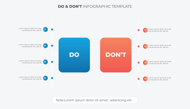 Circle Round Dos and Don'ts, Pro and Cons, VS, Versus Comparison Infographic Design Template