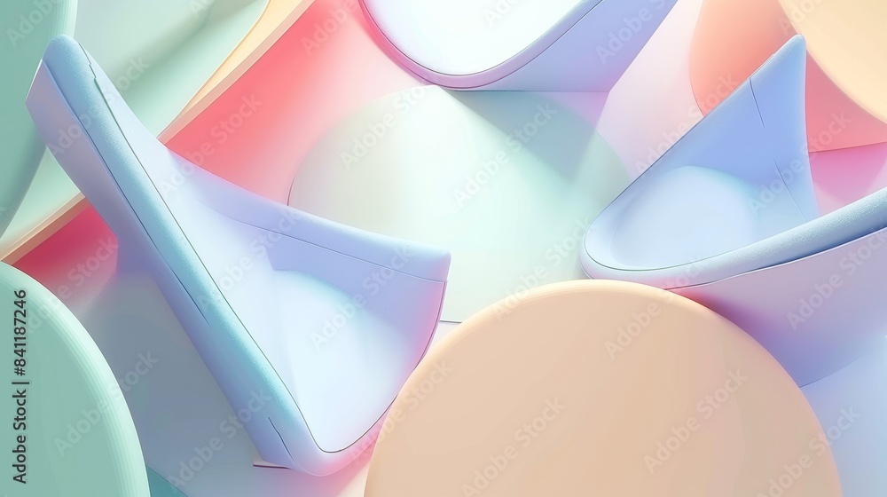 Poster smooth pastel geometric shapes in three dimensions for a visually captivating experience