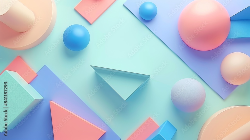 Poster smooth pastel geometric shapes in three dimensions for a visually captivating experience