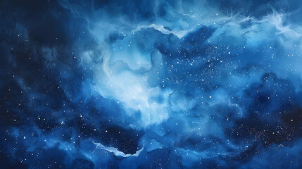 Blue watercolor space background. Illustration painting