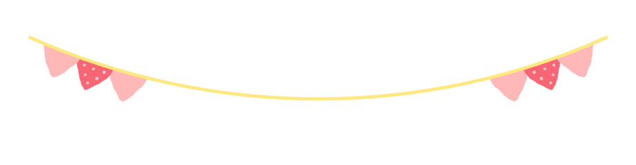 余白のある三角のフラッグのガーランド - 手描きのかわいいデコレーション用素材