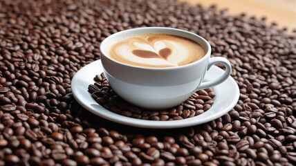 Fototapeta premium Java Dreams: Prowling through the realm of coffee beans, where the promise of a perfect cup fuels visions of indulgent mornings and tranquil afternoons, Generative AI