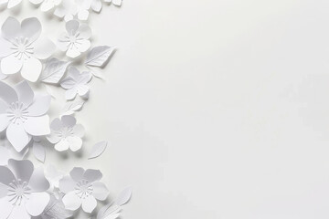 Minimalistic and delicate: white flowers on textured white background