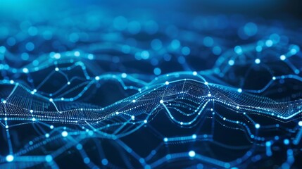 Obraz premium Abstract Digital Network Illustration, Data Flow and Blockchain Technology Integration, Highlighting Modern Connectivity and Security Concepts, graphic for Tech and Business Corporate, banner design, 