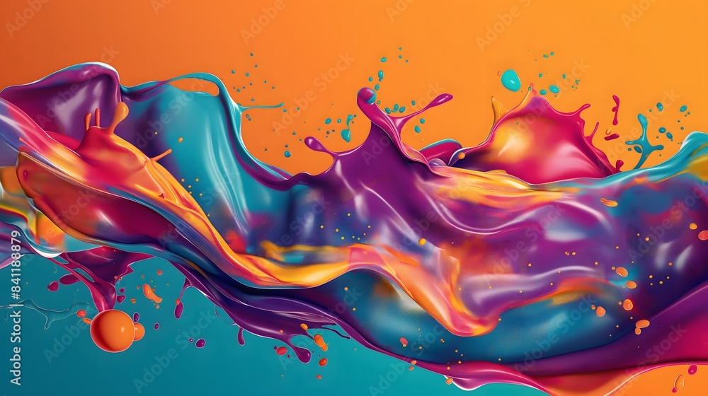Aufkleber 1. generate an image of a vibrant cutout design with liquid splashes, intertwining to form an abstra