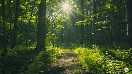 Bright sun in the forest