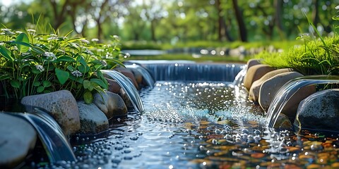 Water harvesting landscape to catch store and re-use storm water, rain water, waste water