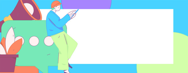 Notification announcement vector creative flat hand drawn illustration
