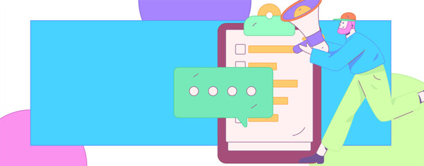 Notification announcement vector creative flat hand drawn illustration
