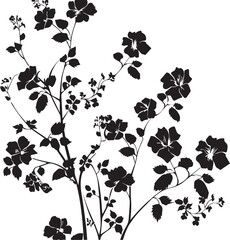 Naklejka premium set of black silhouettes of leaves and flowers