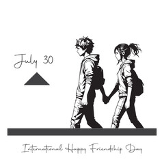 International Happy Friendship Day boy and girl friendship sketch art illustration