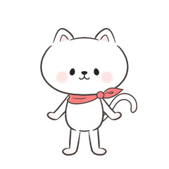 かわいい　スカーフをつけた猫のイラスト