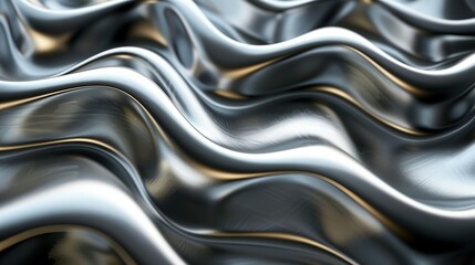 Naklejka premium Reflective Ripples: Chrome Waves Background