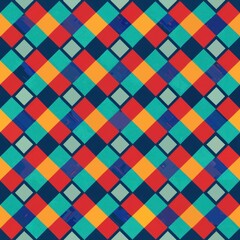 Seamless pattern of diamond-shaped grids in various sizes and colors, creating a dynamic visual effect, Generative AI