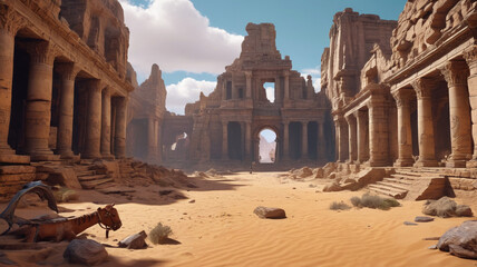 Forgotten Realms: Roaming the forgotten realms where ancient ruins and untold legends lie buried beneath the sands of time, Generative AI