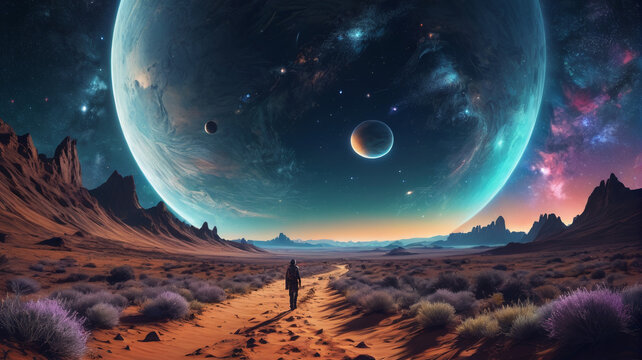 Celestial Whispers: Venturing into the cosmic expanse where whispers of distant stars guide the journey of the curious wanderer, Generative AI