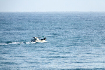 Obraz premium View of the fishing boat on the sea