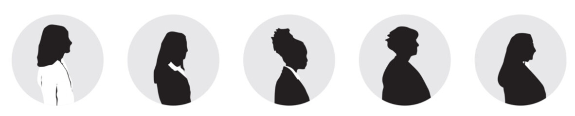 businesswomen profile avatar set silhouette