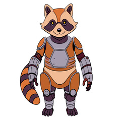 brown and black color battle robot raccoon