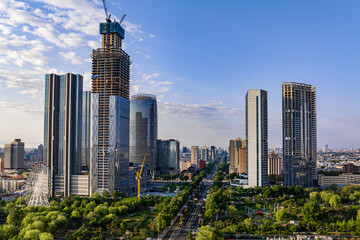 Fototapeta premium Architectural landscape of Changchun, China in early summer