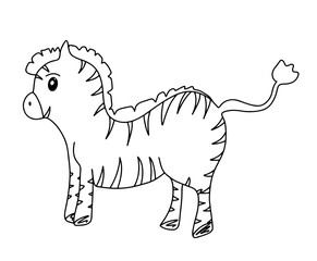 Continuous line hand drawn of zebra. Doodle vector illustration