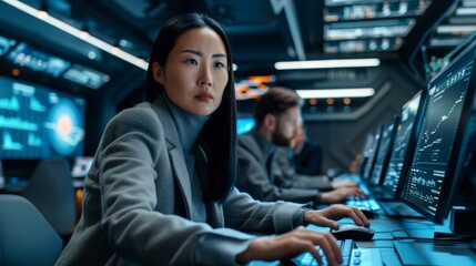 The office with focused engineers